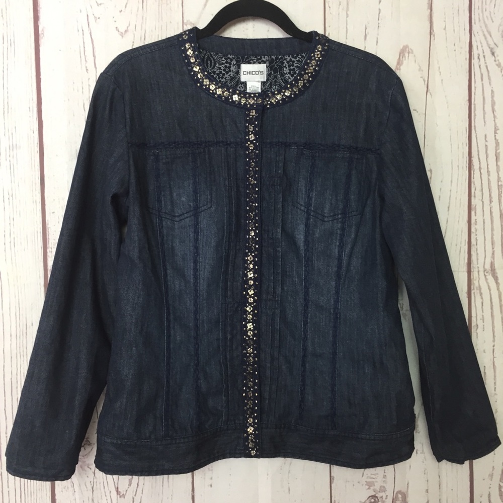Chicos Button Front Denim Jacket - image 1